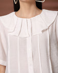 White Solid Shirt Style Top