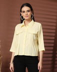 Yellow Solid Casual Top