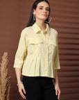 Yellow Solid Casual Top