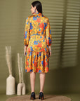 Women Floral Printed Puff Sleeve Fit & Flare Dress