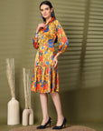 Women Floral Printed Puff Sleeve Fit & Flare Dress