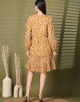 Floral Print Puff Sleeve Fit & Flare Dress