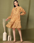 Floral Print Puff Sleeve Fit & Flare Dress
