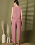 Pink Solid Top With Trousers Co-Ords Sets
