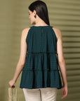 Women Round Neck Sleeveless Tiered Tops