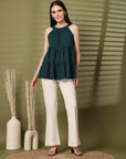 Women Round Neck Sleeveless Tiered Tops