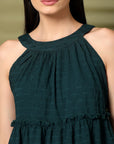 Women Round Neck Sleeveless Tiered Tops