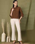 Solid Brown Casual Top