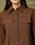 Solid Brown Casual Top