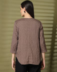 Brown Solid V-Neck Regular Top