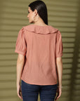 Pink Solid Shirt Style Top