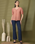 Pink Solid Regular Layered Top