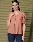 Pink Solid Regular Layered Top