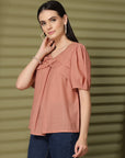 Pink Solid Regular Layered Top