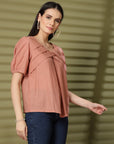 Pink Solid Regular Layered Top