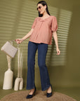 Pink Solid Regular Layered Top