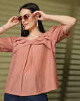 Pink Solid Regular Layered Top