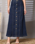 Women Denim Stretchable Maxi Skirt