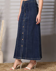 Women Denim Stretchable Maxi Skirt