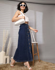 Women Denim Stretchable Maxi Skirt