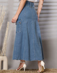 Light Blue Maxi-Length A-Line Skirts