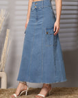 Light Blue Maxi-Length A-Line Skirts