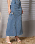 Light Blue Maxi-Length A-Line Skirts