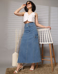 Light Blue Maxi-Length A-Line Skirts