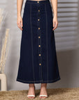 Women Denim Stretchable Midi Skirt