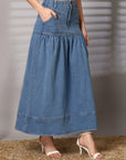 Blue A-Line Maxi Skirt