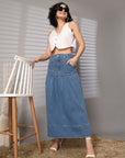 Blue A-Line Maxi Skirt