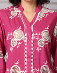 Embroidered Pure Cotton Shirt With Trousers Co-Ords