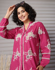 Embroidered Pure Cotton Shirt With Trousers Co-Ords