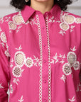 Embroidered Pure Cotton Shirt With Trousers Co-Ords