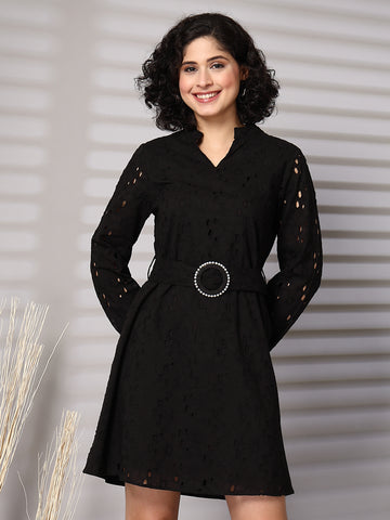 Women Puff Sleeves A-Line Dress