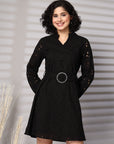 Women Puff Sleeves A-Line Dress