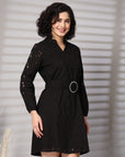 Women Puff Sleeves A-Line Dress