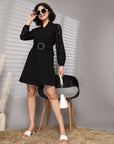 Women Puff Sleeves A-Line Dress