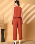 Rust Solid Top With Trousers Co-Ords Sets