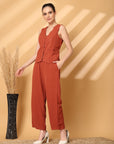 Rust Solid Top With Trousers Co-Ords Sets