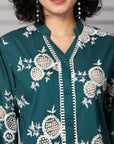 Embroidered Pure Cotton Shirt With Trousers Co-Ords