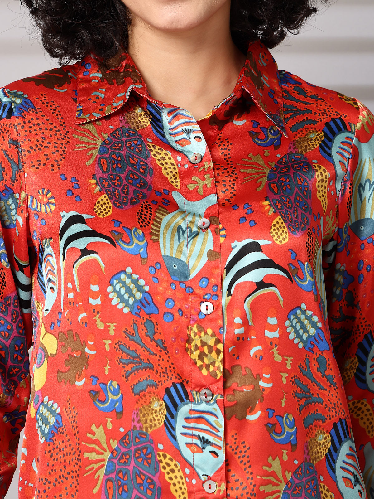 Women Standard Floral Opaque Printed Casual Buttoned Top