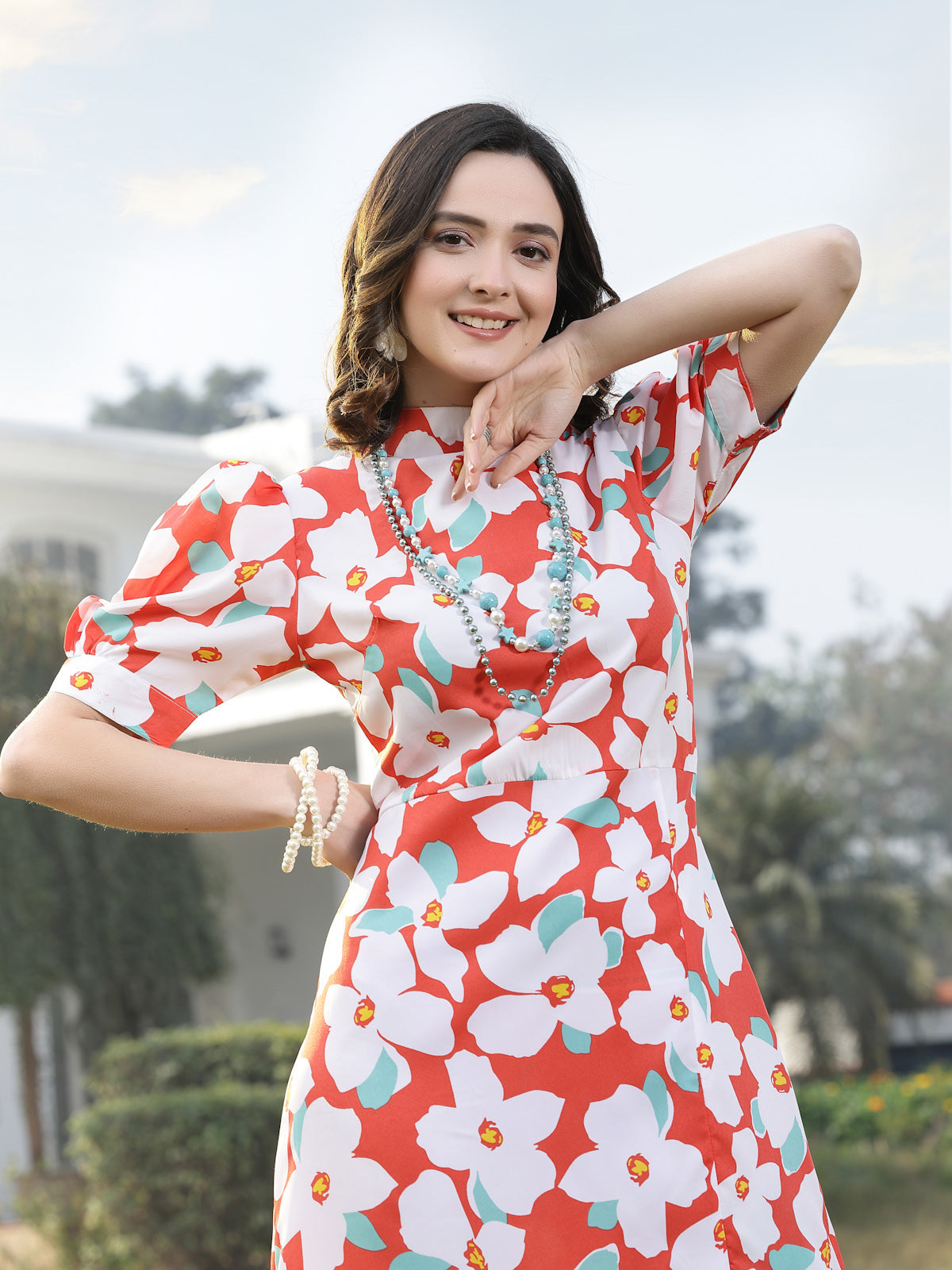 Print Fit &amp; Flare Midi Dress