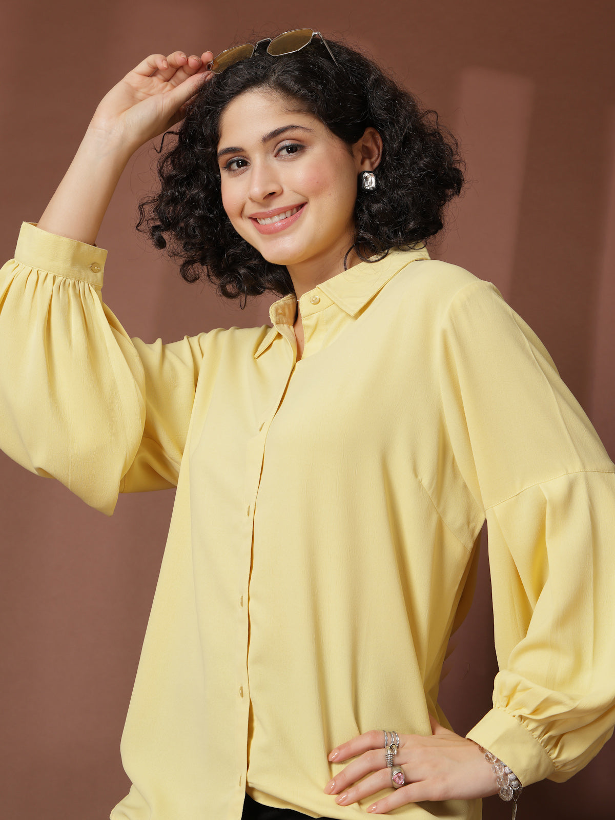 Yellow Solid Casual Shirt