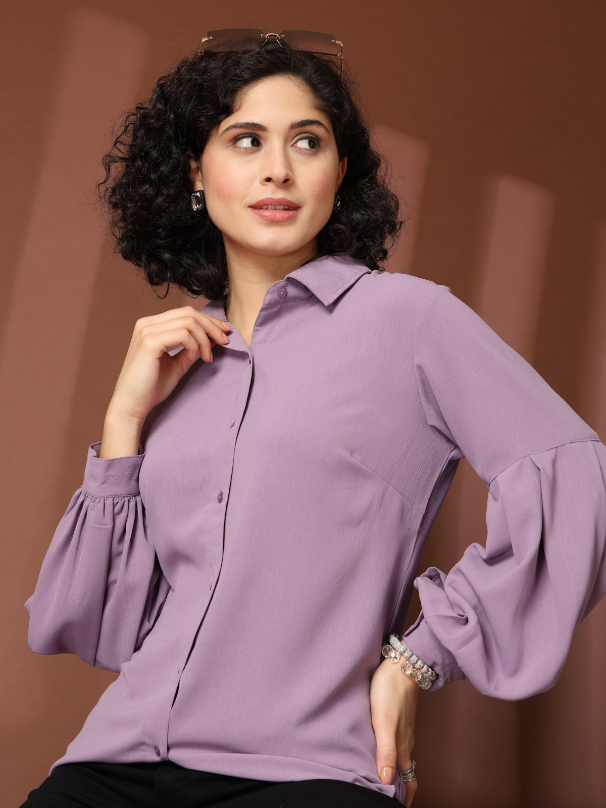 Mauve Solid Casual Shirt