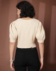 Beige collarless Shirt