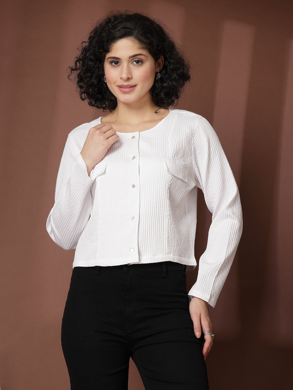 White solid opaque Casual shirt