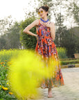 Floral Print Halter Neck Maxi Dress