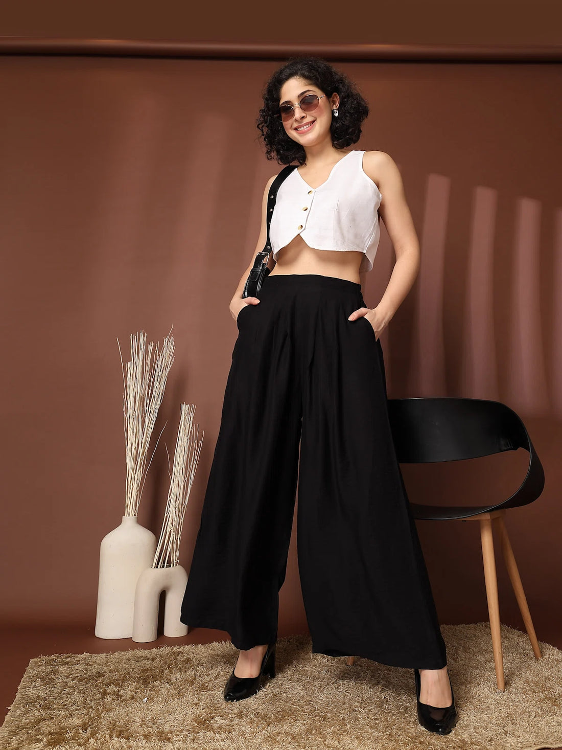Women Loose Fit Pleated Trousers