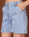 Light Blue Solid Shirt With Shorts Co-Ords Set